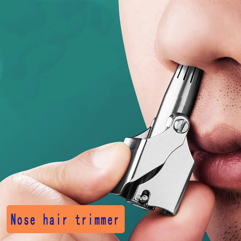 Триммер для удаления волос в носу мужской, ручной портативный триммер для носа из нержавеющей стали для мытья волос в носу