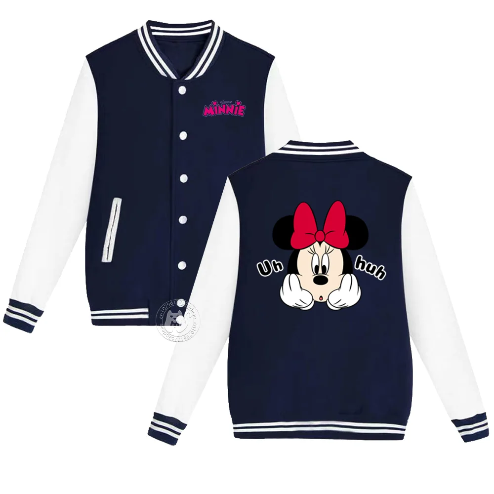 Disney playful Minnie Creative printed children\'s Fall Winter boys and girls casual comfortable cardigan baseball uniform