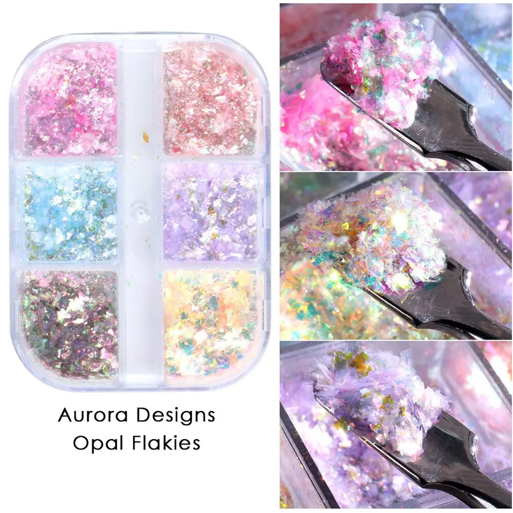 Nail Art Foils iridescente olografico Glitter paillettes per unghie Nail Edelweiss polvere unghie irregolari Paillette Aurora Nail Flakes