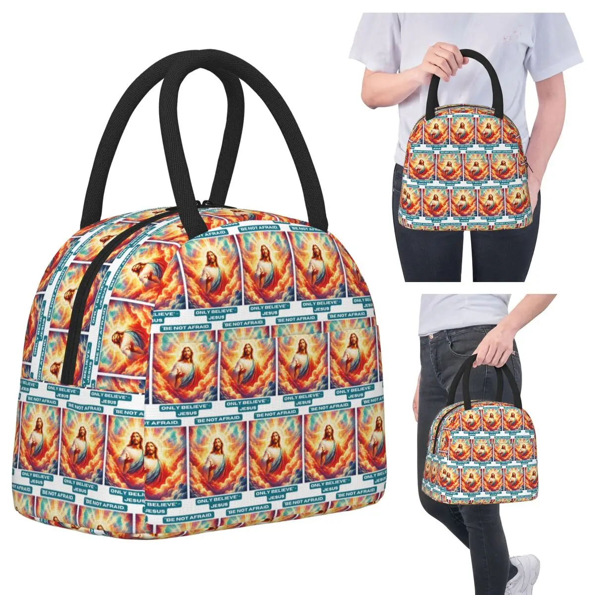 

Jesus Biblical Insulated Lunch Bag for Kids School Cooler Thermal Food Box Tote Portable Lunch Boxes Container