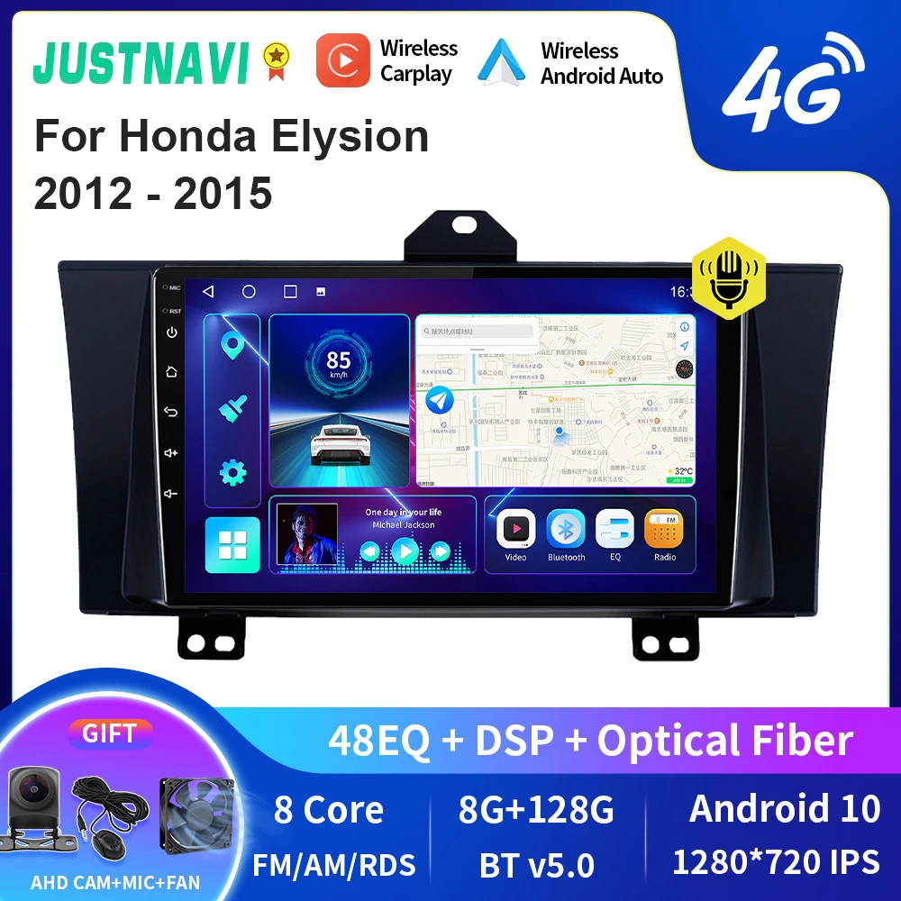 

JUSTNAVI QT10 Wireless CarPlay Android Auto Radio For Honda Elysion 2012 - 2015 Stereo Car Multimedia Video Player GPS DSP DVD