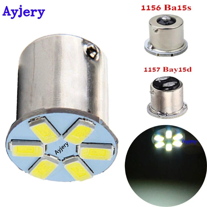 

AYJERY 100pcs 1156 LED P21W BA15S 6SMD 5630 5730 LED Auto Brake Lights Car Reversing Lamp Reverse Bulbs Turn Signal Bulbs White