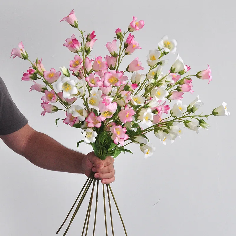 Multi‑Color Artificial Bellflower Branch Real Touch Fake Flower for Home Living Room Table Wedding Party DIY Bouquet Vase Decor