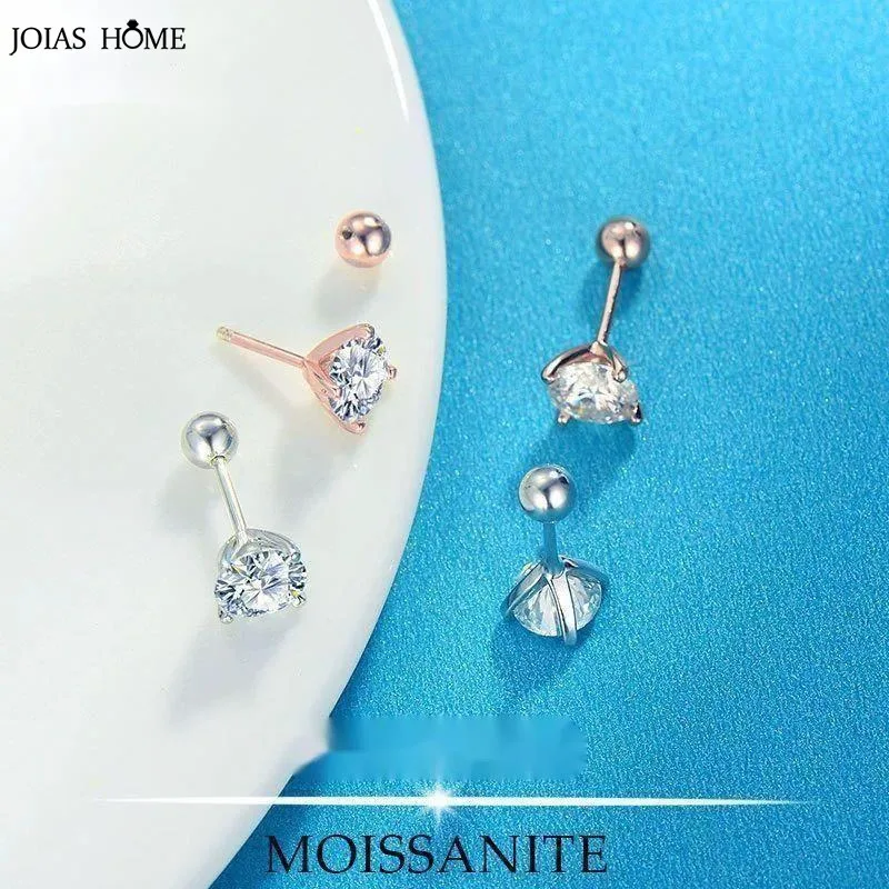 JH 0.3-1CT ارتفع الذهب اللون مويسانيتي وأقراط للنساء تألق الكلاسيكية الزفاف مختبر الماس القرط النقي 925 الفضة