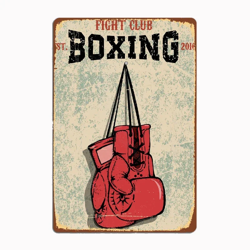 

Fight Club Boxing Metal Sign Mural Painting Cinema Living Room Cinema Funny Tin Poster Retro Man Cave Home Tavern