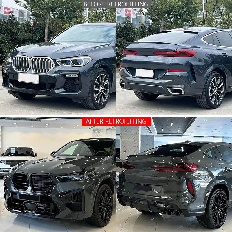 2020-2022 Car Modification Upgrade 2023 F96 Body Kit Front Rear Bumper Lip Side Skirt Engine Hood Headlight for X6 G06