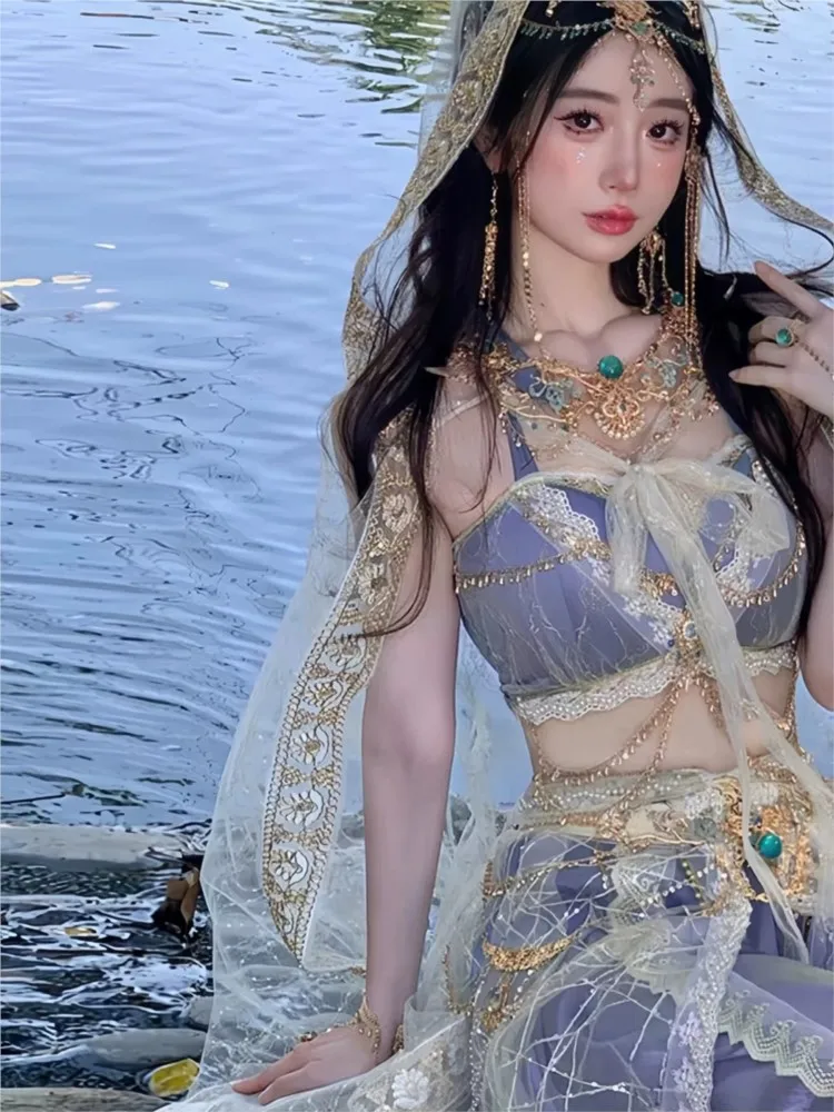 서부 지역 이국적인 무용 의상 여행 사진 고대 의상 및 한복