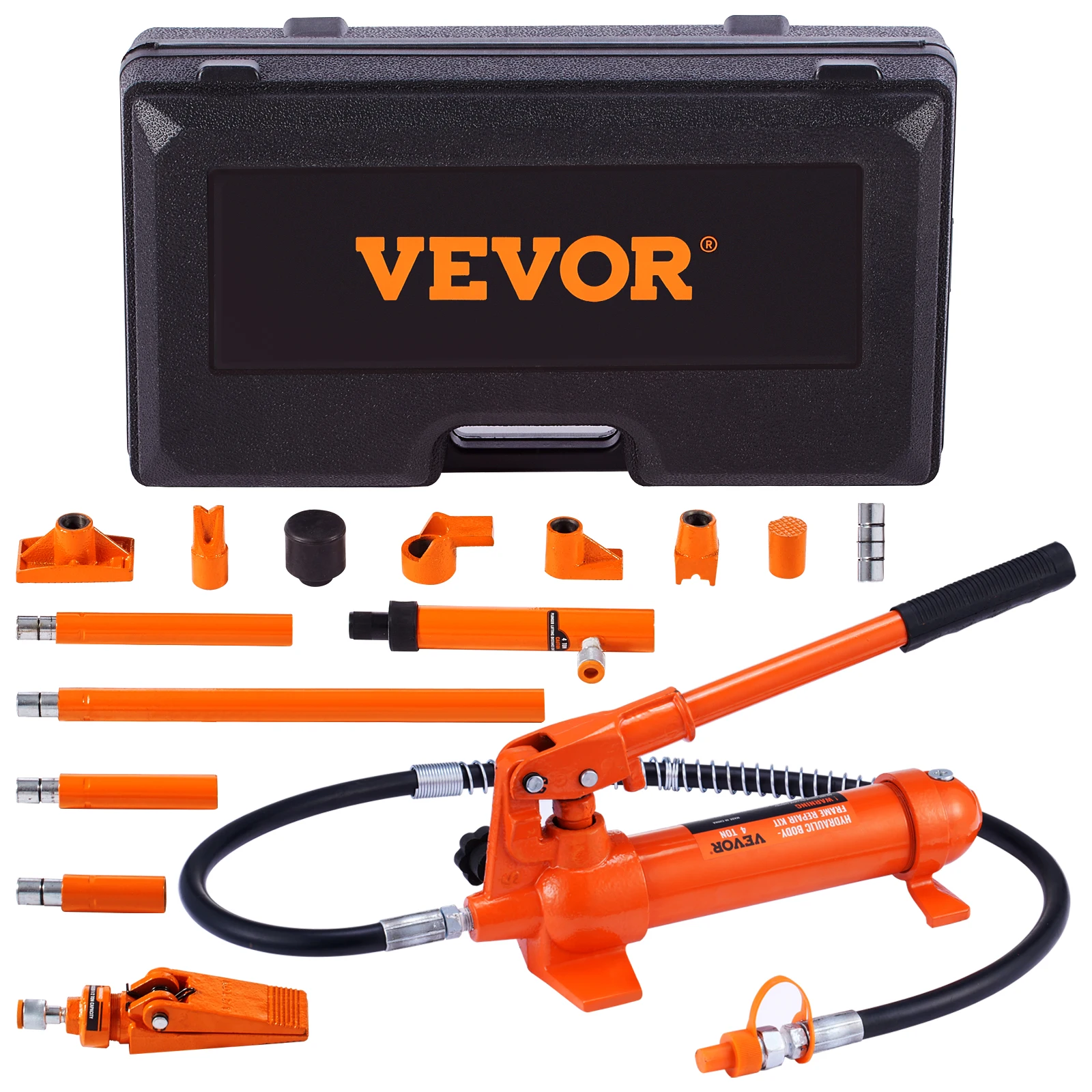 VEVOR 4 Ton Porta Power Kit Portable Hydraulic Jack Auto Body Frame Repair Kit with Storage Case for Car Repair Truck Farm