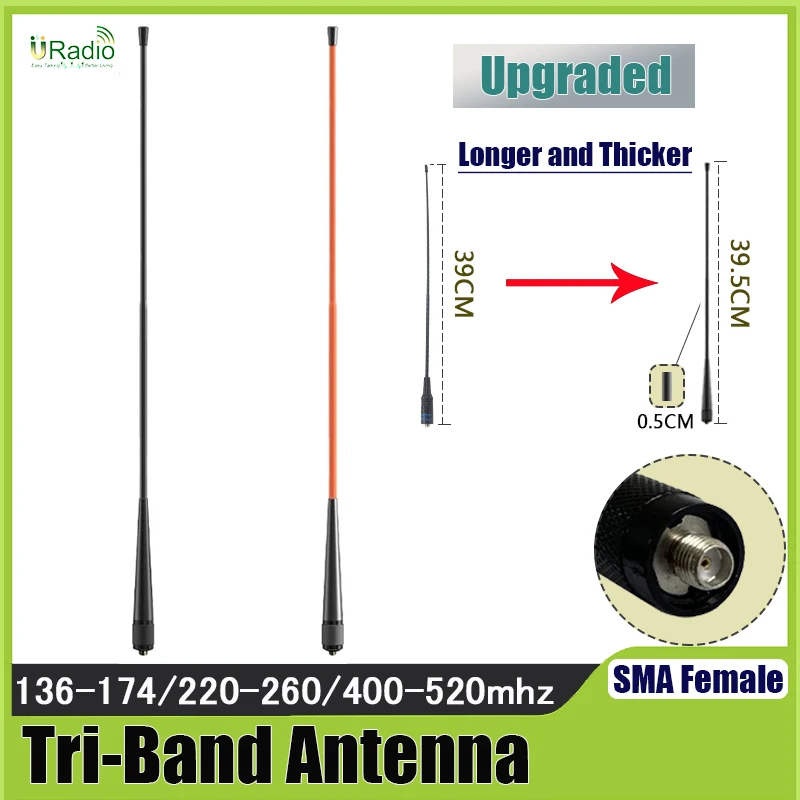 

Tri-Band Antenna Walkie Talkie Antenna 771-Antenna Enhance Upgraded Thicker SMA-Female 136-174/220-260/400-520mhz UHF/VHF Raidos