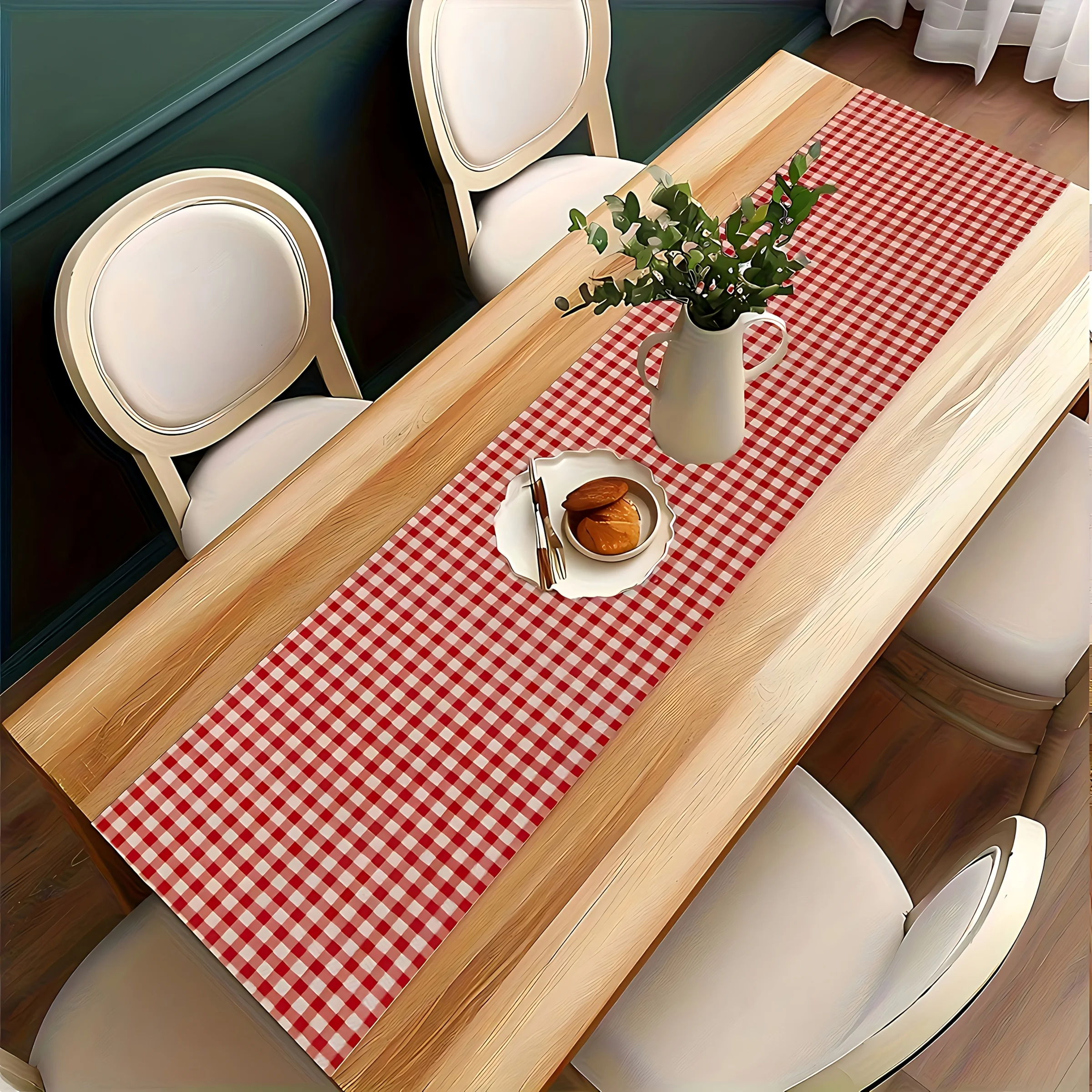 Taplak Meja Kotak-kotak Klasik - Christmas Table Runner ulasan dan harga