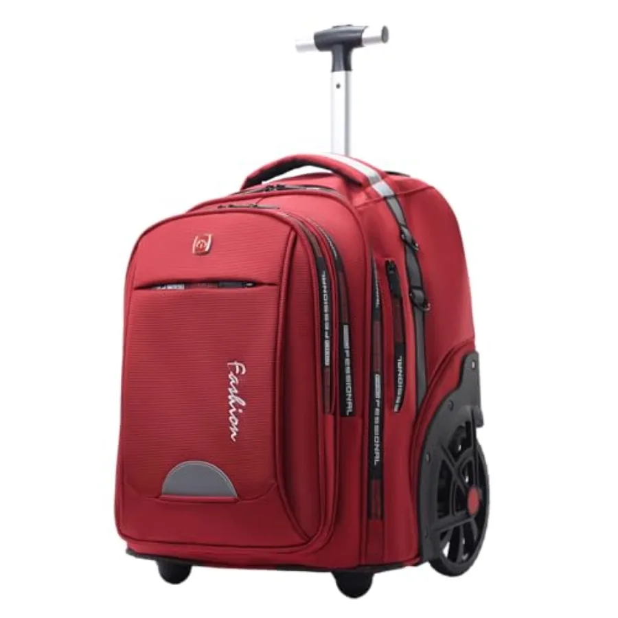 Rolling Backpack for Women 22 Inch with Wheels for Business College Student and Travel Commuter Large Red Backpack on Wheels fo