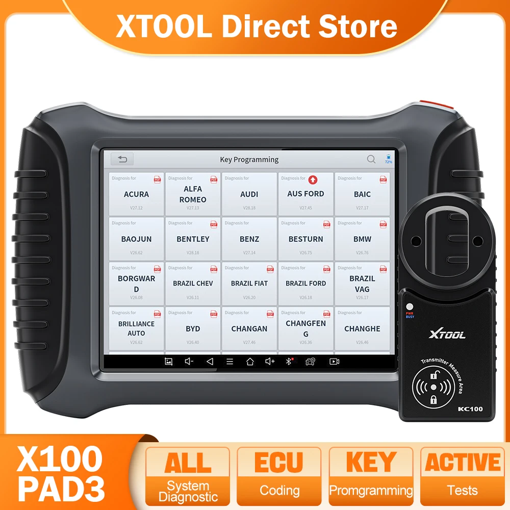 

XTOOL X100 PAD3 Elite Key Programming Tools with KC100 Full System Diagnostic Scanner Active Test 38+ Reset IMMO All Key Lost