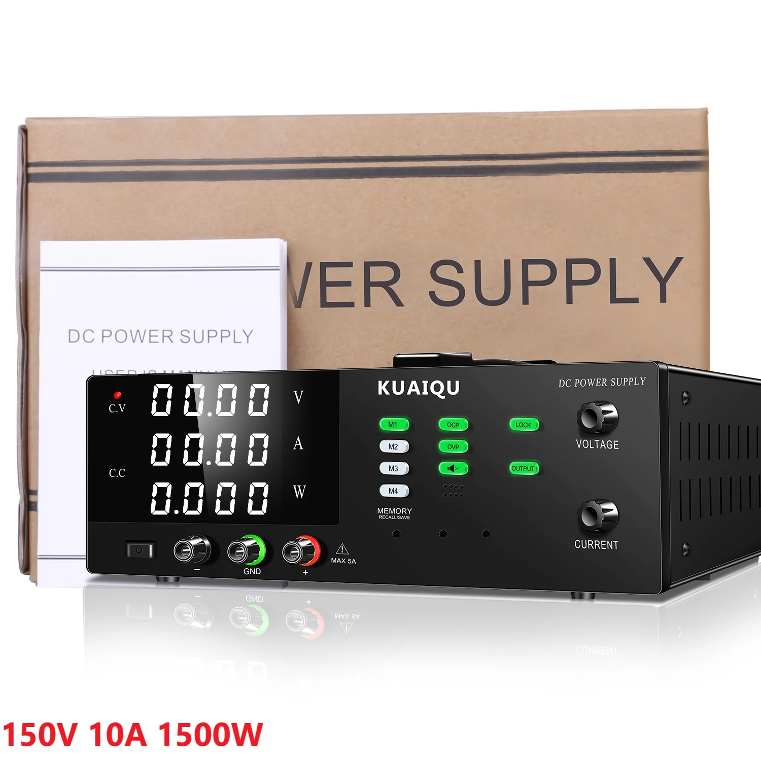 R-SPS15010S-RS232 150V 10A 1500W DC Power Supply Memory Data OCP OVP Buzzer Programmable Laboratory Encoder Knob Lock Function