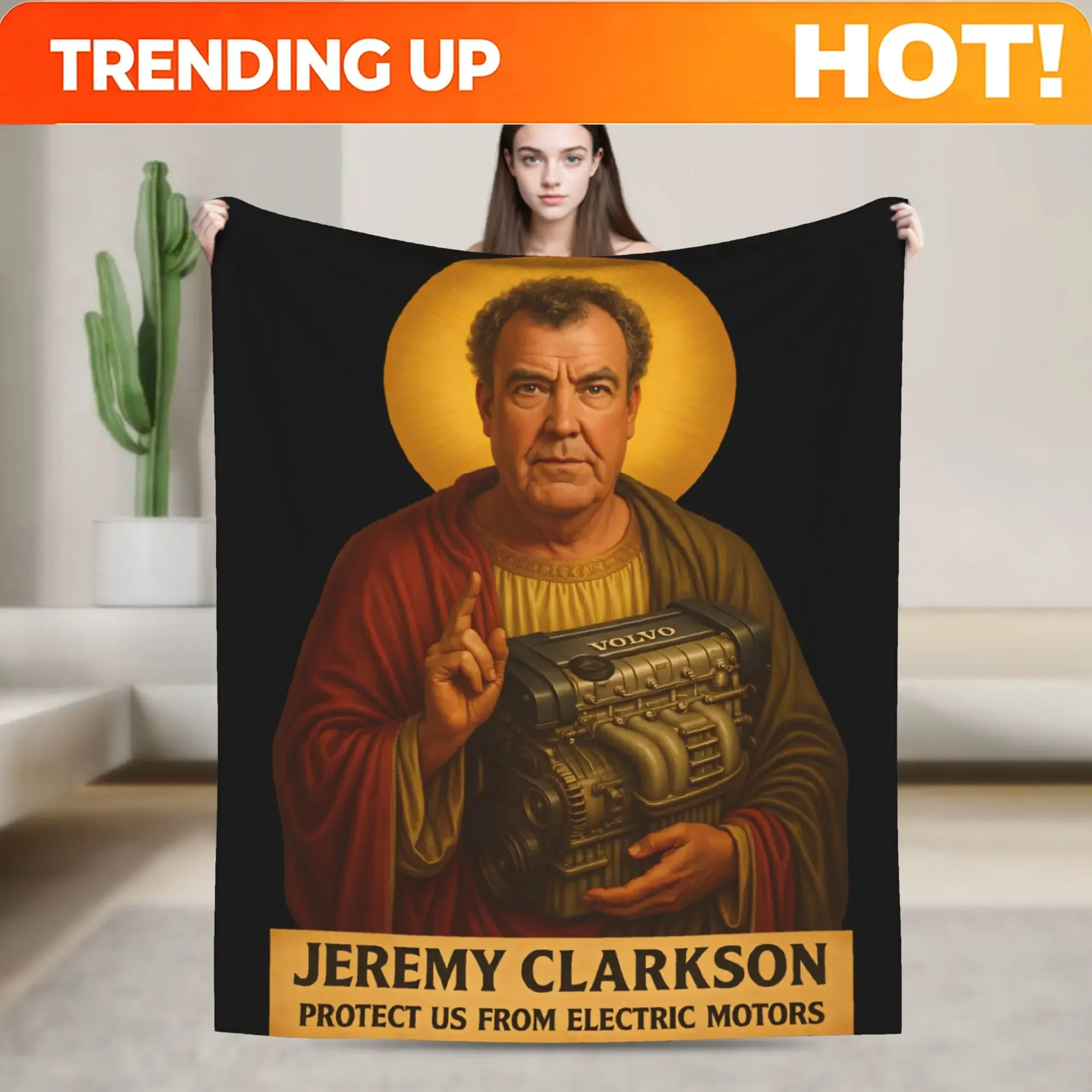 Custom Jeremy Clarkson Protect Us From Electric Motors Fleece Blankets Vintage Throw Blankets For Home Hotel Sofa Bedspread