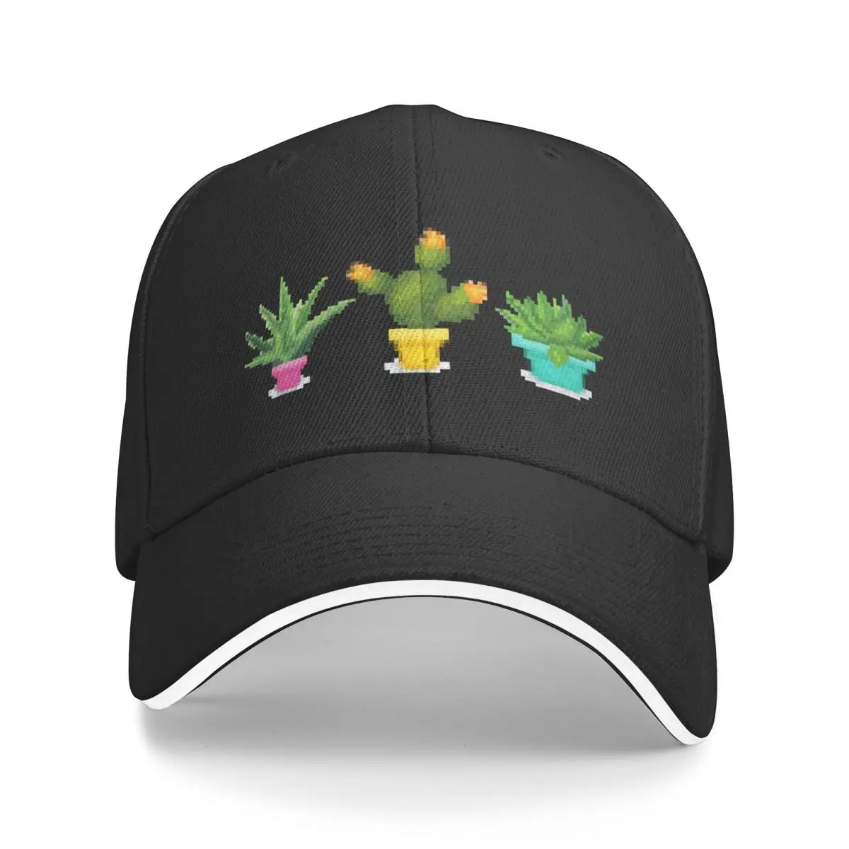 Retro Pixel Art Cactus Plant Design Baseball Cap Golf Hat Trucker Cap Hip Hop hard hat Men Women's