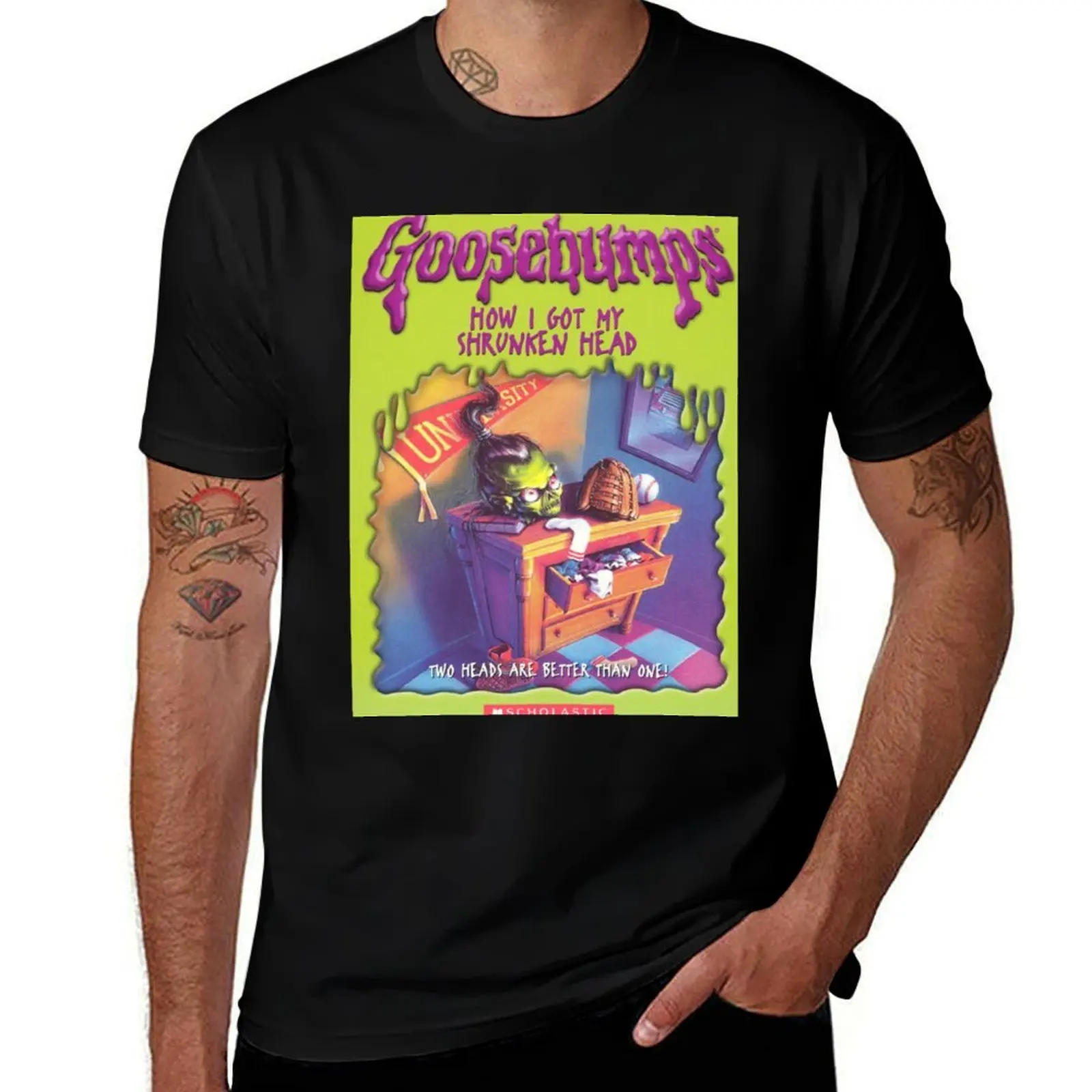 GooseBumps : How I Got My Shrunken Head T-Shirt Large Size Short Sleeve T-Shirt