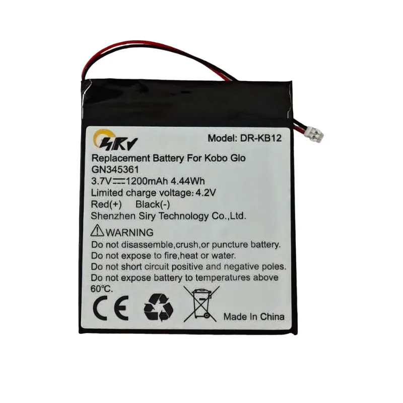 3.7V 1200mAh Rechargeable Li-Polymer Li-ion Battery For E-book Reader Kobo Glo N613 E-ink DR-KB2 GN345361