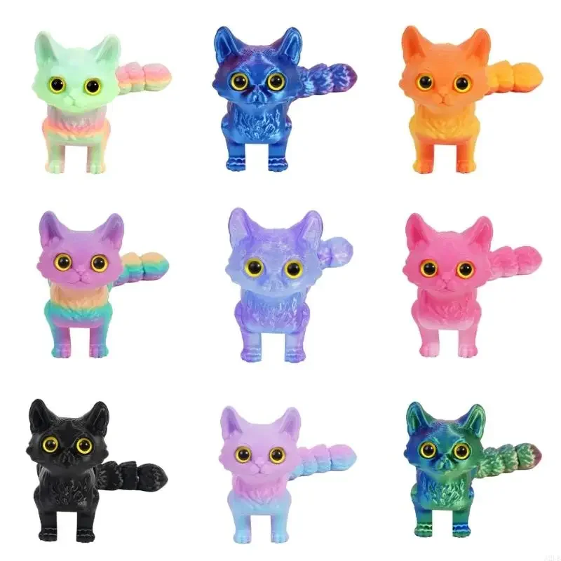 Figurina portatile del gattino del fumetto coda articolata stampato modello del gattino giocattolo per l'esposizione