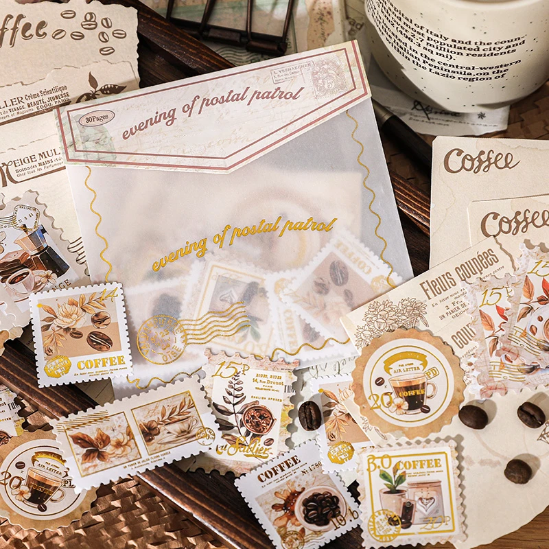 6Style 30Pcs/bag Stamping Stamp Theme Material Pack Creative Material Decoration DIY Handbook Scrapbook Photo Frame Envelope