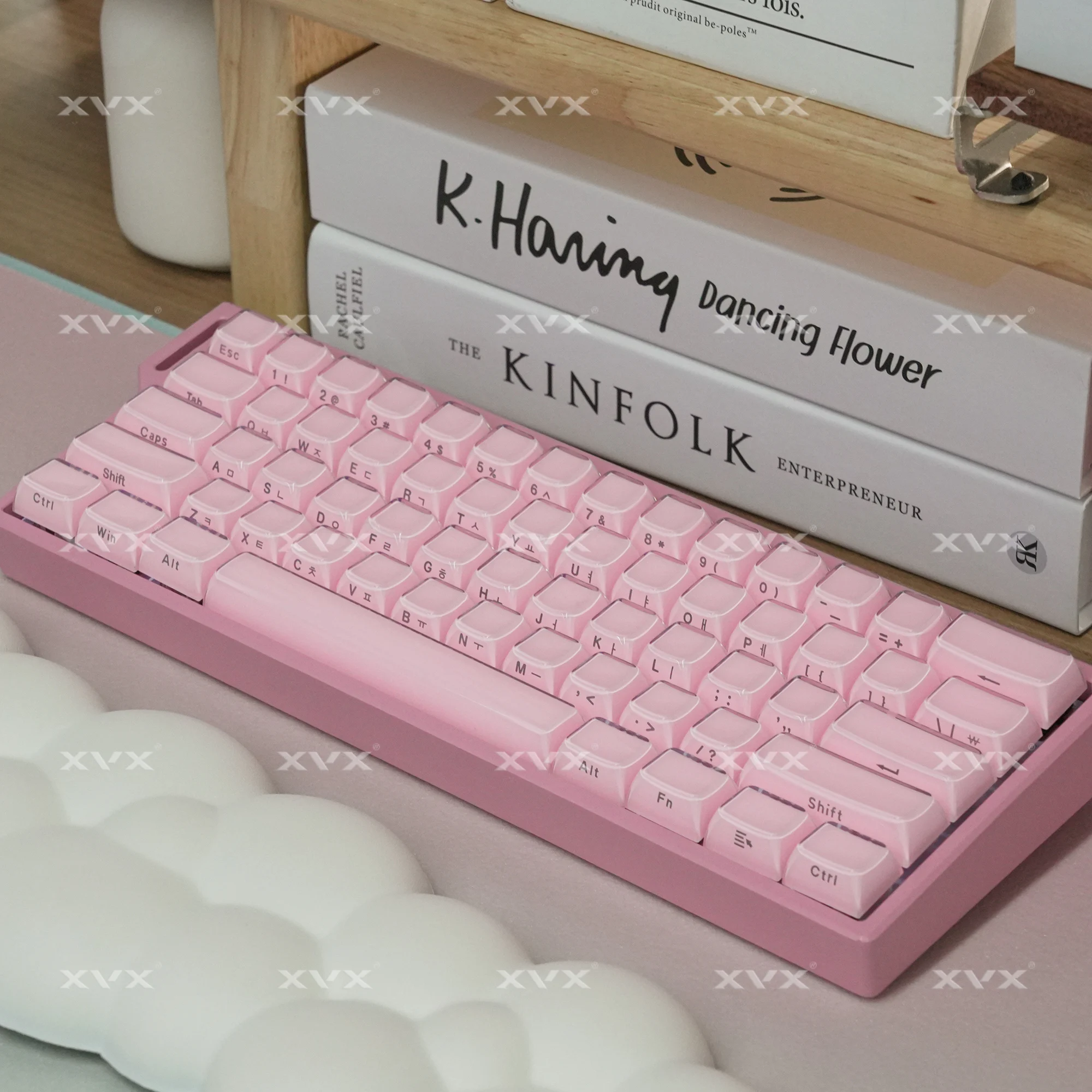 XVX الكورية الوردي كريستال جيلي keycap للوحة المفاتيح الميكانيكية Cherry MX 75% هلام OEM الملف الشخصي مفتاح غطاء أبيض/أزرق 113 مفاتيح #6