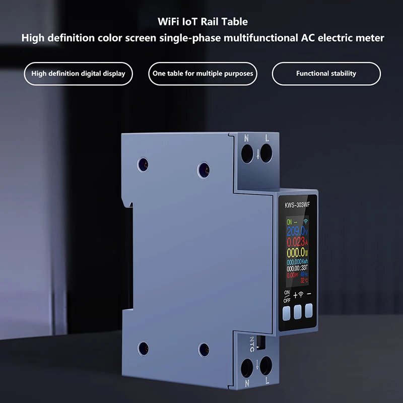 Compteur d'énergie ca sur Rail Din 2P, Tuya WiFi 85-290V/40A, Interface App, compteur de tension et de courant