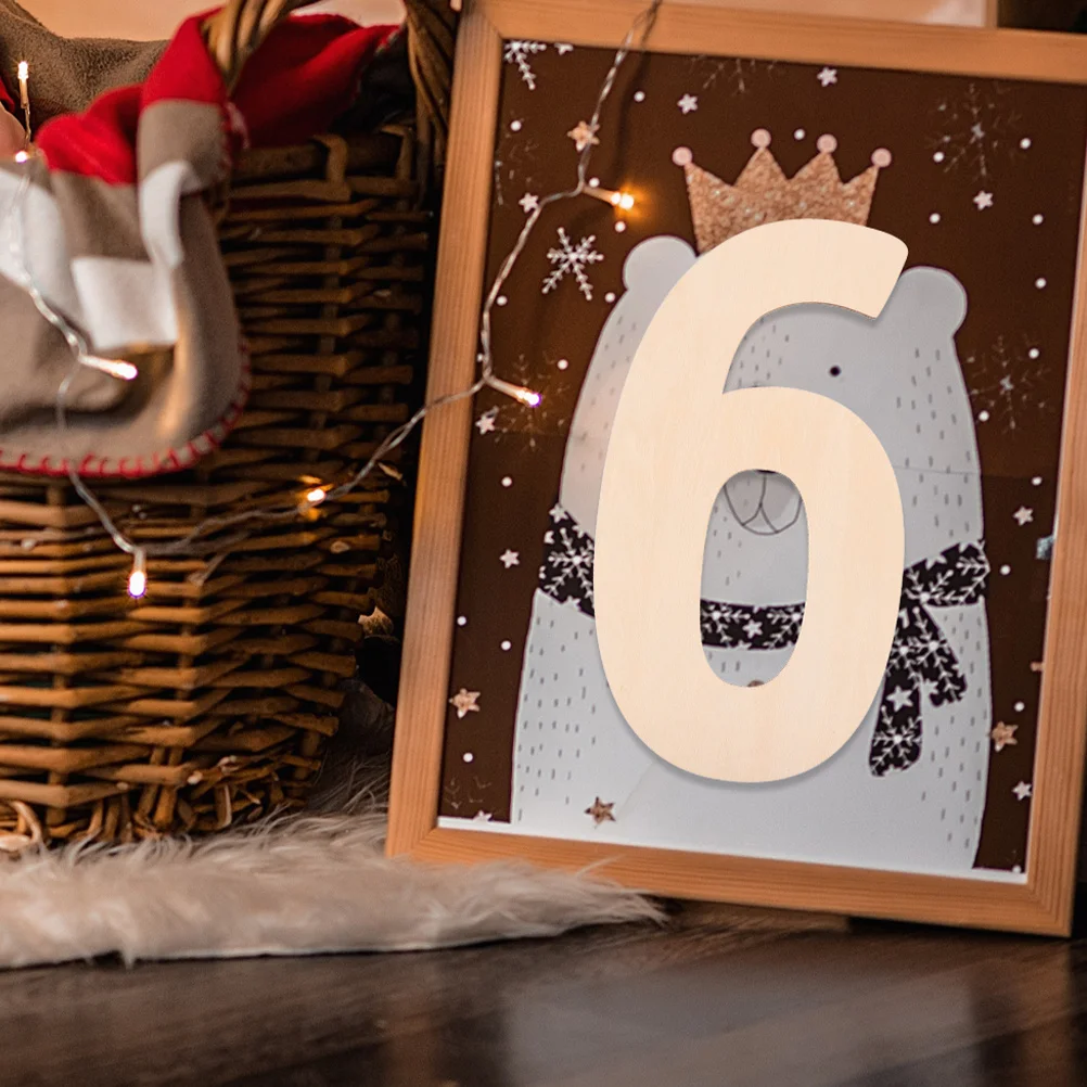 

1pcs Number Plaque Unfinished Wooden Signs Diy Wood Drawing Pendant Graffiti Chips Household Crafts Decorative Sign Ornament