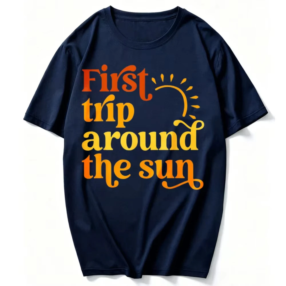 First Trip Around The Sun Birthday Sunshine First Birthday T-Shirt Men Clothes Outdoors High Quality Cotton Short-sleev Tops