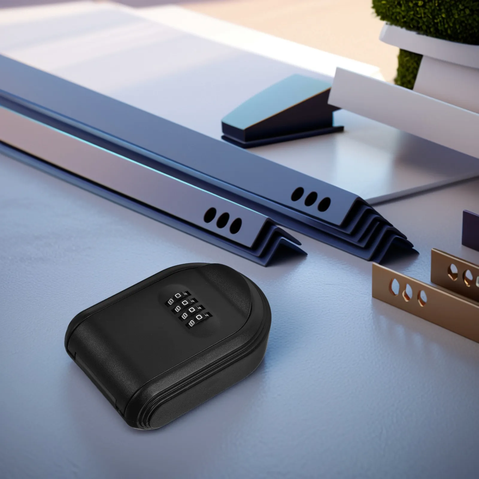 Wall Mounted Combination Lock Key Box Black Plastic Secure Key Storage Case for Home Office Car Outdoor Use