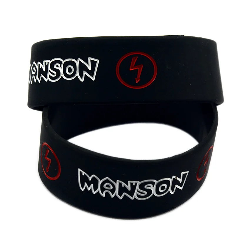 1 PC Marilyn Manson Silicone Rubber Bracelet 1 Inch Wide Music Band Fans Gift Bangle