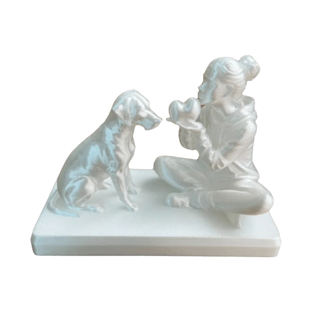 Collectible 3D Printed Girl And Dog Statues Creative Decoration Desktop Dog Figurine Cute Nordic-Style Ornaments Desktop Use