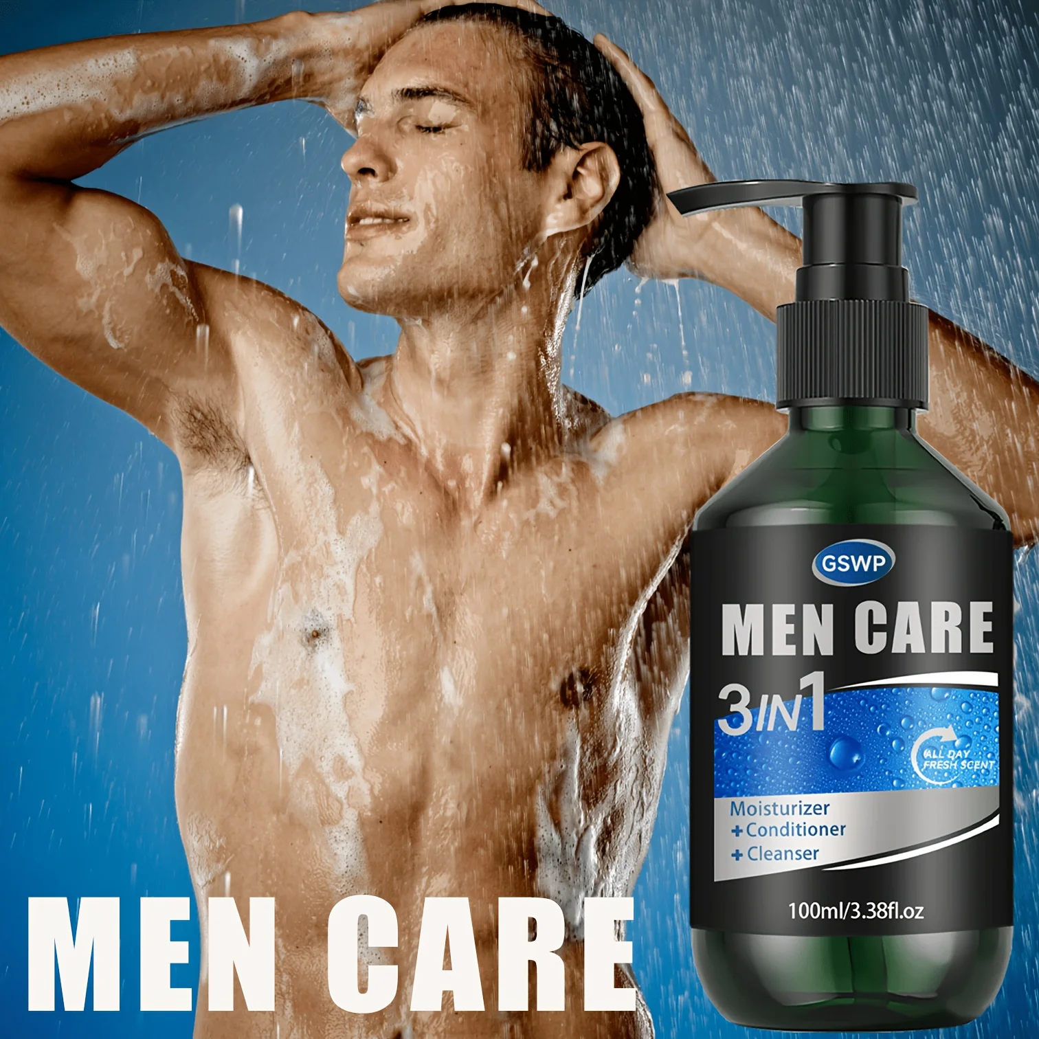 

GSWP Men's 3-In-1 Shampoo,Deep cleaning and oil control,Refreshing and breathable,Wash your beard, hair and body.100/200ML