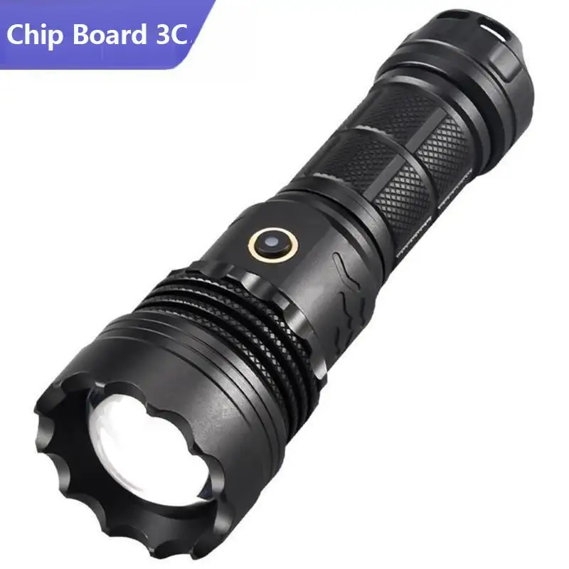 High Power Long Range LED Flashlight Fluorescent Cool Zoom Metal Switch Outdoor Camping Lamp Strong Light Flashlight