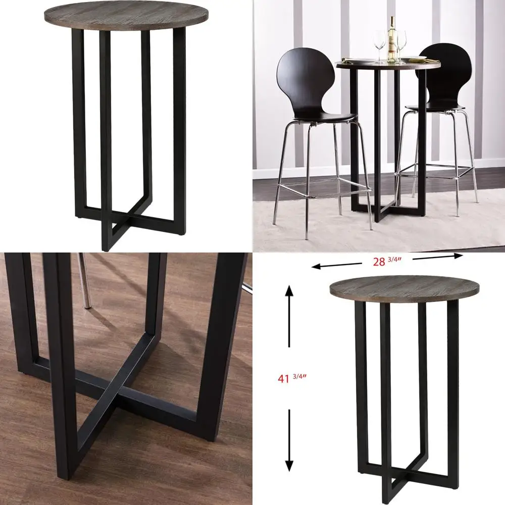 Stół bistro Danby 42, blat z wypalonym dębem i czarna rama, mieści 4 osoby