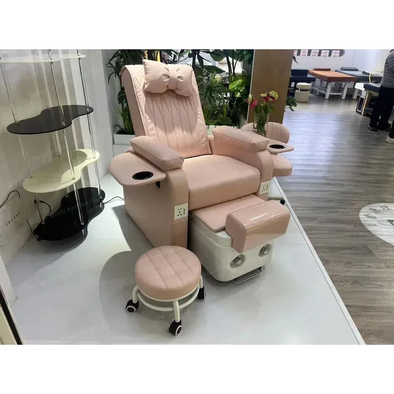 Luxury modern pink pedicure chair with massage & electric foot bath adjustable spa salon furniture for spa