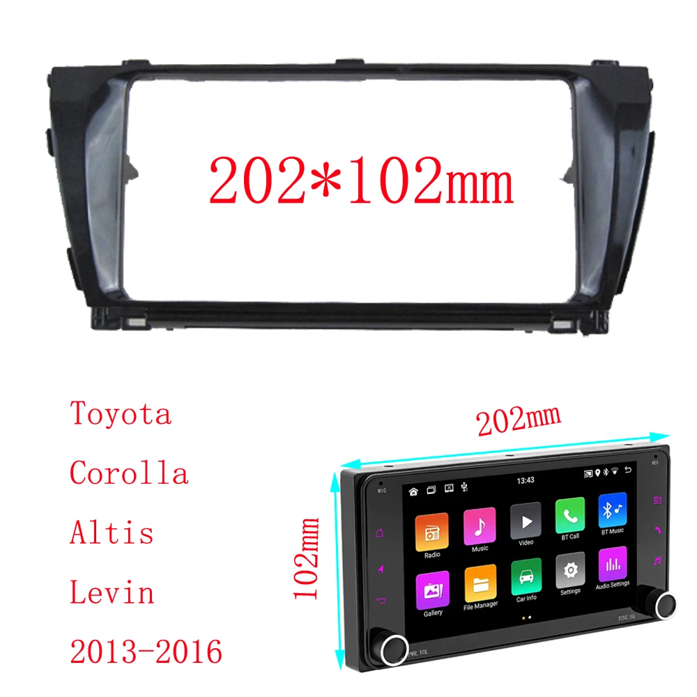 2 Din Android Car Radio Fascia For TOYOTA Corolla Altis/ Levin 2014-16 Auto Stereo Install Dash Panel Mount Frame Kit Mount Trim