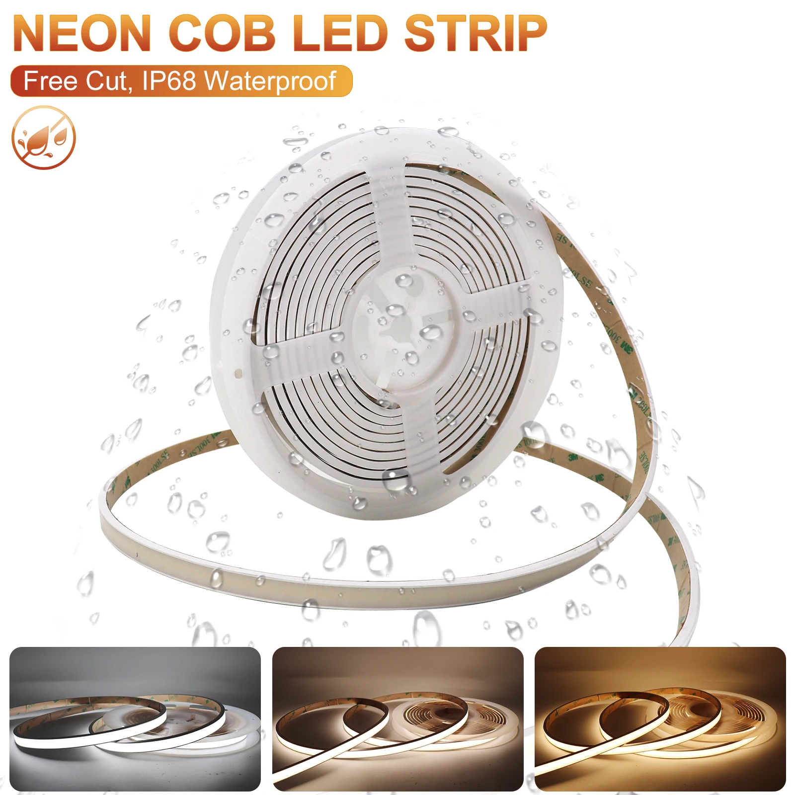 

FOB COB LED Light Strip IP68 Waterproof 528leds/m Flexible Led Strip 3000K 6000K 4000K Dimmable 12V 24V LED Strip 5M Free Cut
