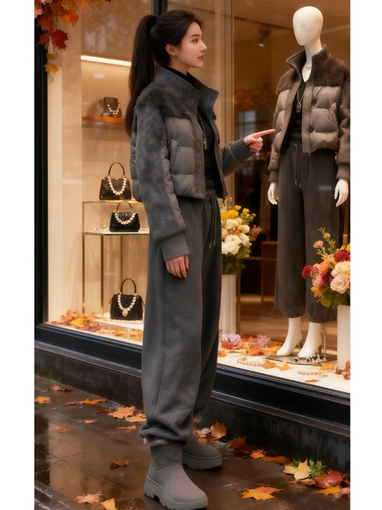 

Faionable Stand Collar Patchwork down Cotton Jaet Women's Loose Sli Warm Outerwear Autumn Winter New Arrival Small Size