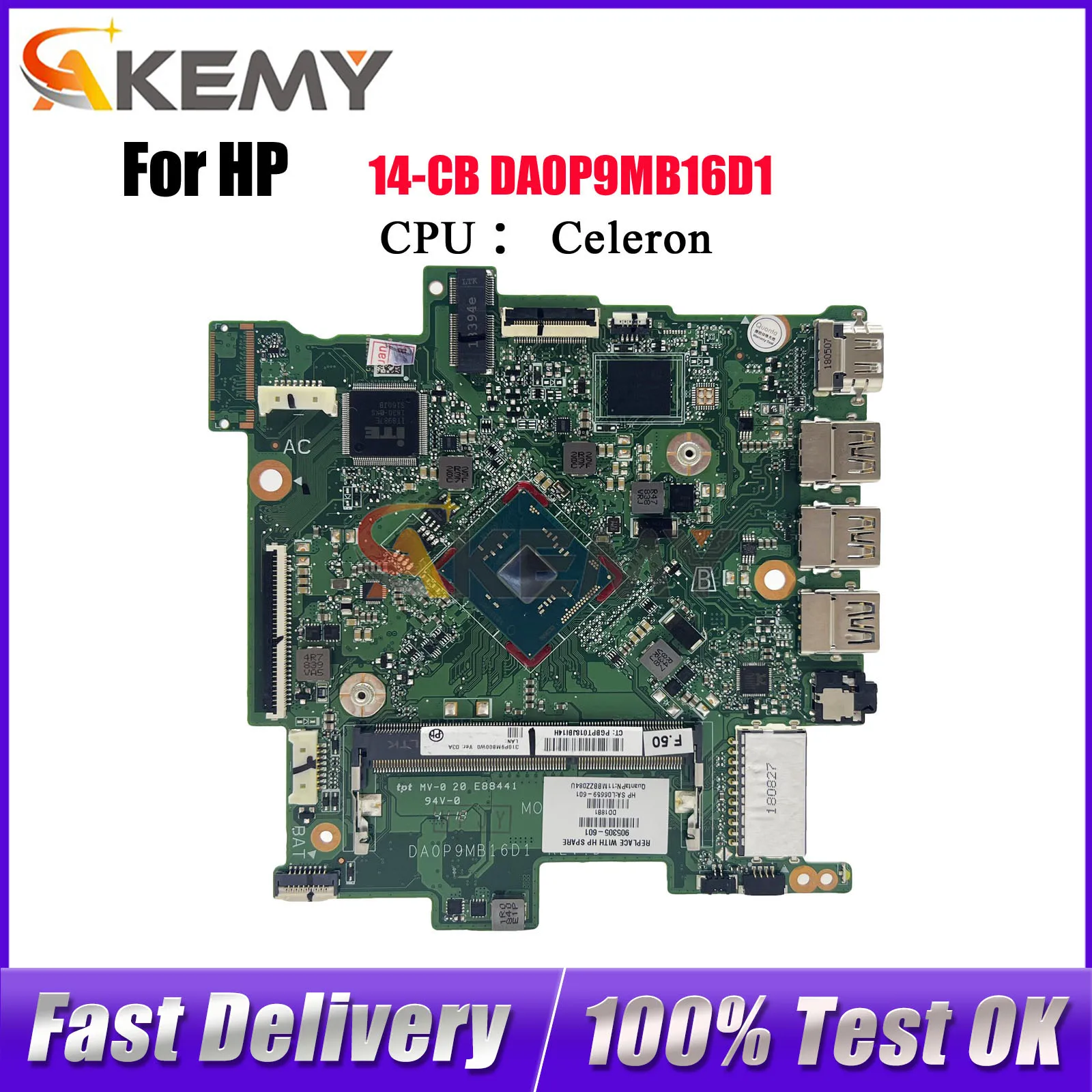 

DA0P9MB16D1 Laptop Motherboard For HP Stream 14-CB With N3060 CPU DDR3 905306-601 L06659-601 100% Fully Tested