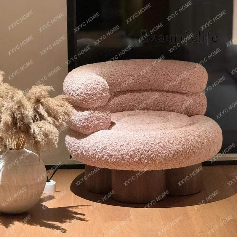 Nordic Cream Wind Leisure Sofa Chair Household Lamb Fleece Single Chair