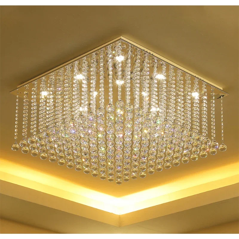 Modern Crystal Chandelier Square Luxury Lamp Indoor Hanging Lighting Equipment For Living Room Dining Room Lobby Ceiling Lustres