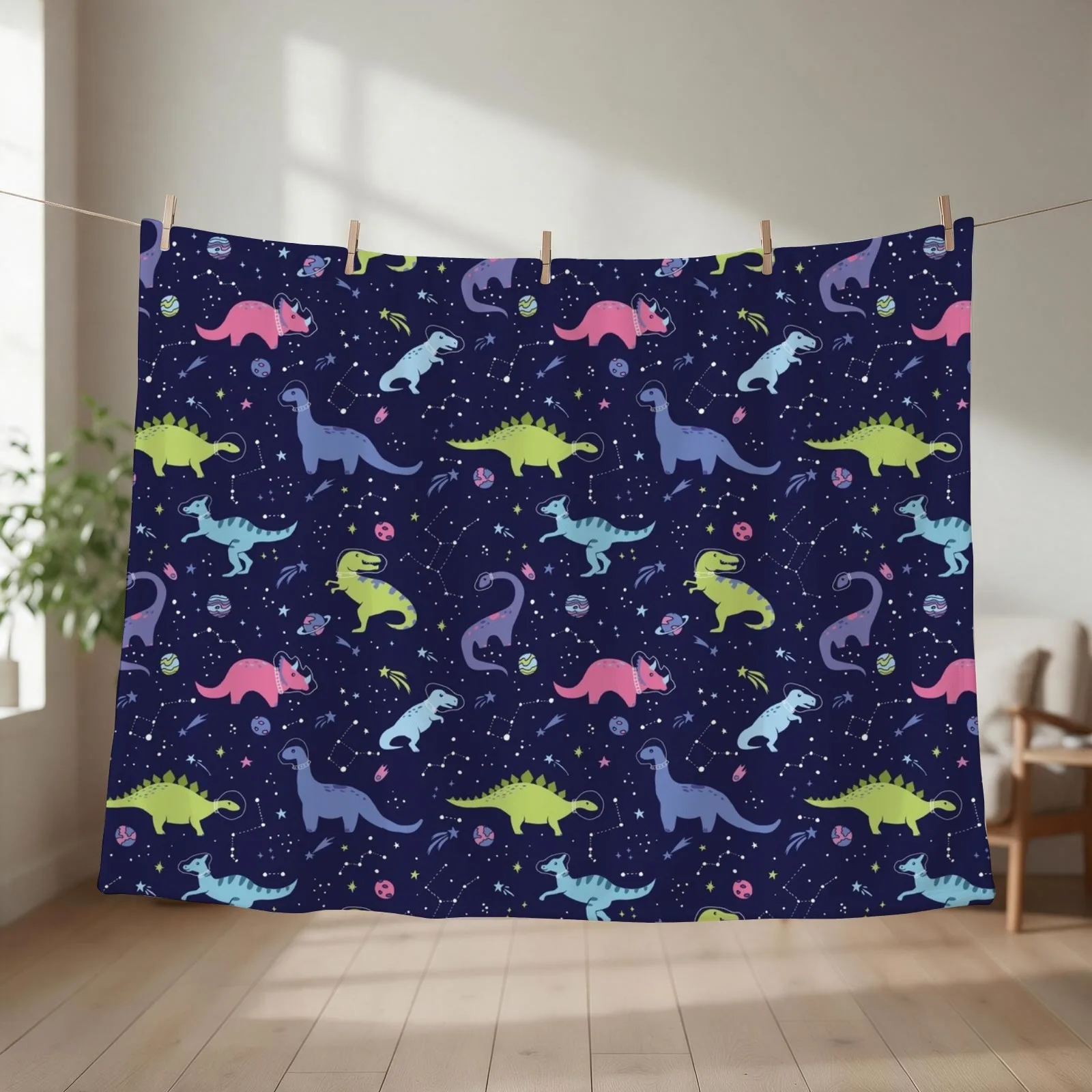 Space Dinosaurs in a Purple Sky Throw Blanket Sofa Throw Nap Summer Giant Sofa Blankets