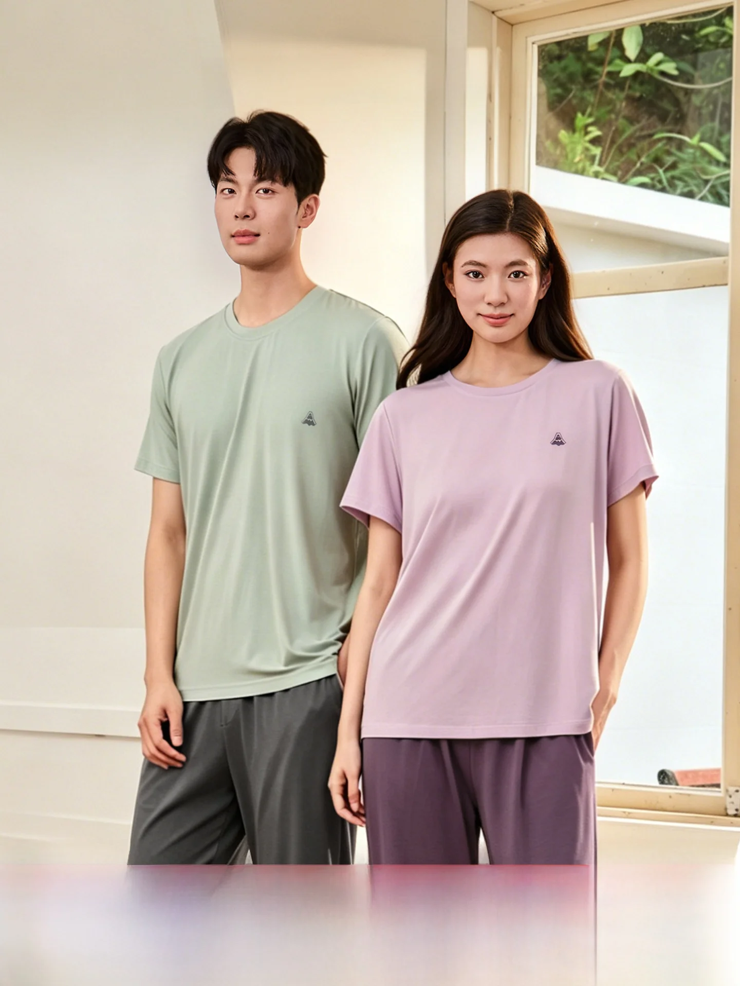 couple's-lightweight-modal-cotton-pajamas-short-sleeve-long-pants-casual-home-wear-comfortable-breathable-summer-sleepwear