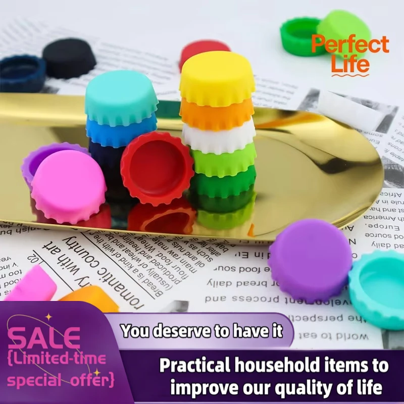 6/12/24Pcs Silicone Beer Bottle Caps Bar Home Brewing Wine Making Barware Cover Bottle Cover  Soy Corktail Lid Candy Colors