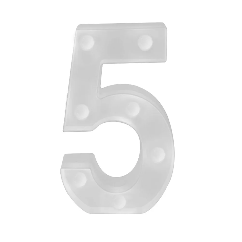 Lampka Nocna LED Numer 5, Lampka Dekoracyjna na Ślub, Urodziny, Imprezę, LED Numer