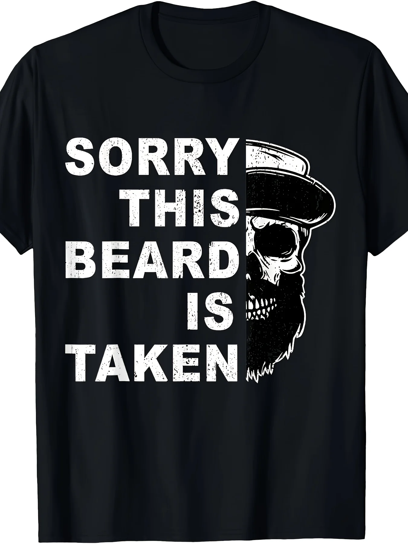 Casual Printed Men's T-Shirt with Skull and Beard Design, Text 