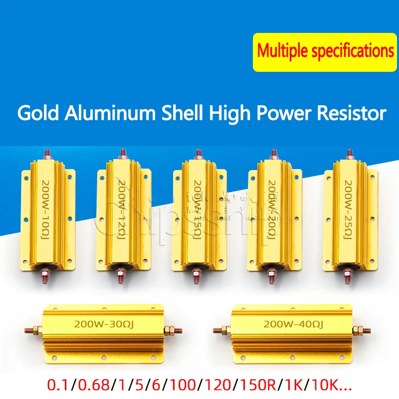 Gold Aluminum Case High Power Metal Resistor RX24-100W 25 50 200W 20 100R Euro 10K 1K