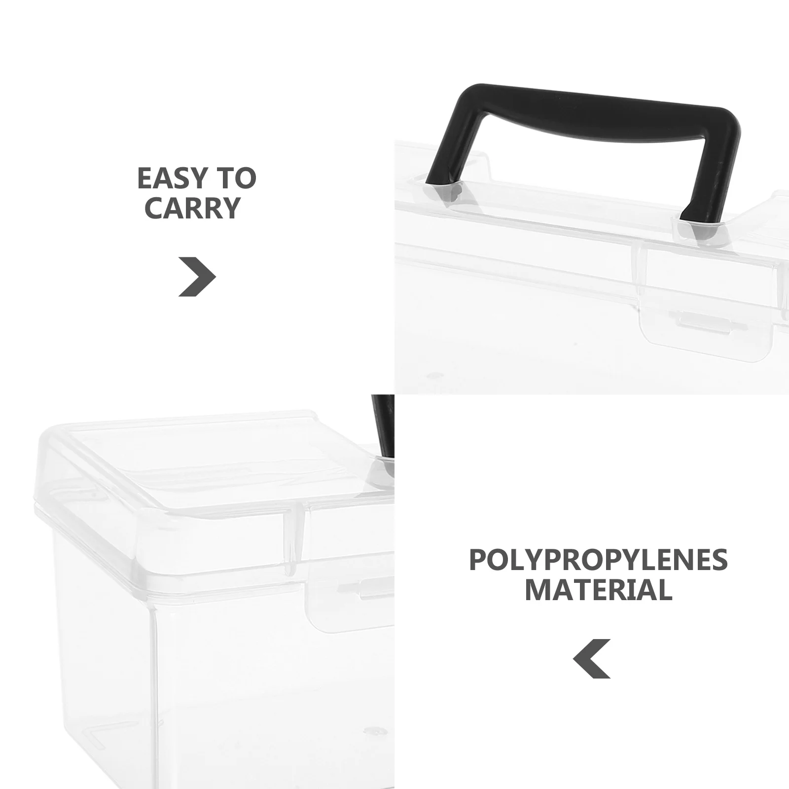 透明なプラスチック製のツールボックス 30.00X9.70X8.60Cm ナット、ボルト、ネジ用の小さな部品オーガナイザー、文房具収納ケース、ハンドル付き