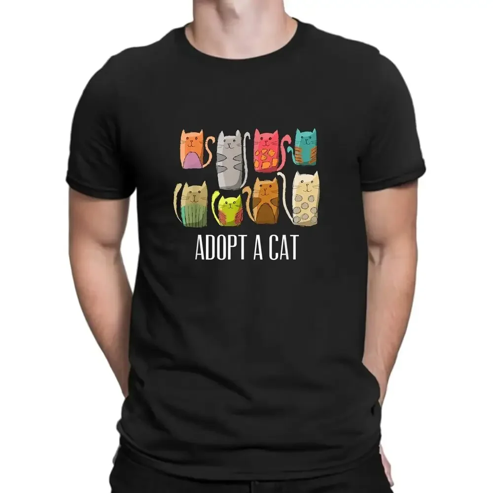 Adopt a Cat Cool Design Great Gift Idea Premium Tee T-Shirt High Quality 100%Cotton Short Sleeve