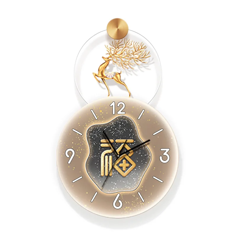 

Fu character clock decorative painting, TV background wall decorative clock hanging wall lamp painting