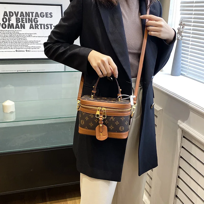 

Brand Designer Women's Printed Box Bag Handbags Ladies Retro Patchwork Handbags Wild Portable Shoulder Corssbody Cosmetic Bag